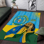 Personalized Happy Rwanda Independence Day Area Rug Coat Of Arms With Map