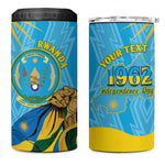 Personalized Happy Rwanda Independence Day 4 in 1 Can Cooler Tumbler Coat Of Arms With Map