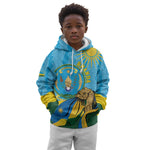 Personalized Happy Rwanda Independence Day Kid Hoodie Coat Of Arms With Map