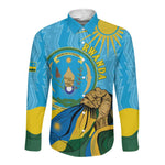 Personalized Happy Rwanda Independence Day Long Sleeve Button Shirt Coat Of Arms With Map