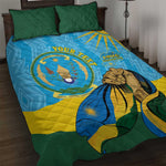 Personalized Happy Rwanda Independence Day Quilt Bed Set Coat Of Arms With Map