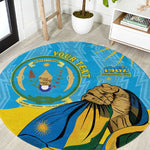 Personalized Happy Rwanda Independence Day Round Carpet Coat Of Arms With Map