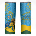 Personalized Happy Rwanda Independence Day Skinny Tumbler Coat Of Arms With Map