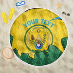 Personalized Jamhuri ya Rwanda Beach Blanket Coat Of Arms Imigongo Pattern