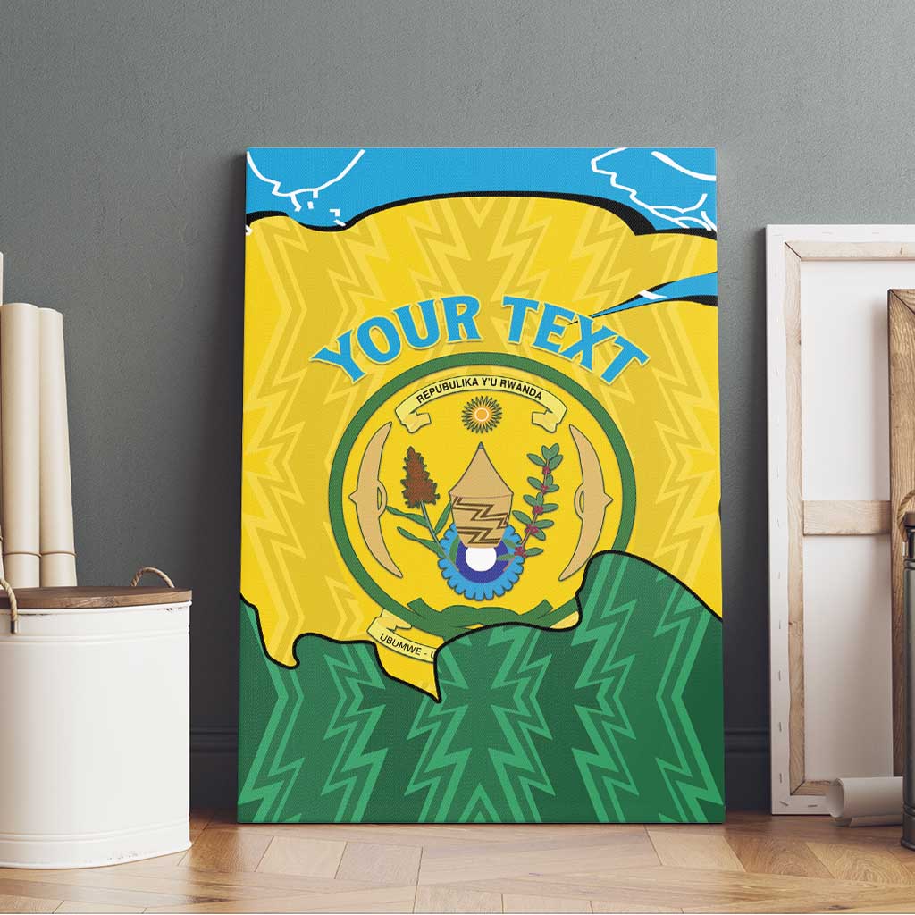 Personalized Jamhuri ya Rwanda Canvas Wall Art Coat Of Arms Imigongo Pattern