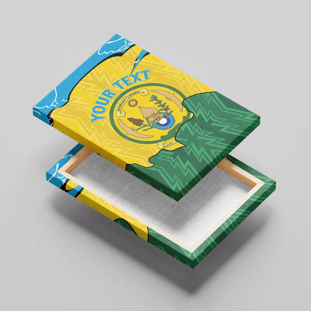 Personalized Jamhuri ya Rwanda Canvas Wall Art Coat Of Arms Imigongo Pattern