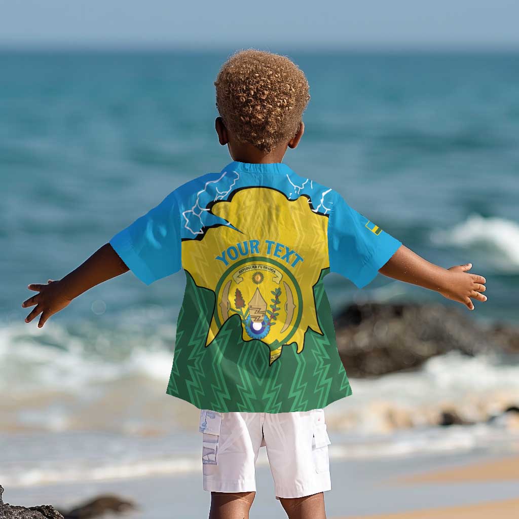 Personalized Jamhuri ya Rwanda Kid Hawaiian Shirt Coat Of Arms Imigongo Pattern