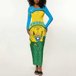 Personalized Jamhuri ya Rwanda Long Sleeve Bodycon Dress Coat Of Arms Imigongo Pattern LT15