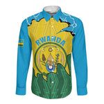 Personalized Jamhuri ya Rwanda Long Sleeve Button Shirt Coat Of Arms Imigongo Pattern