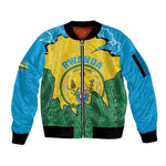 Personalized Jamhuri ya Rwanda Sleeve Zip Bomber Jacket Coat Of Arms Imigongo Pattern