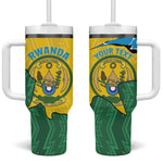 Personalized Jamhuri ya Rwanda Tumbler With Handle Coat Of Arms Imigongo Pattern