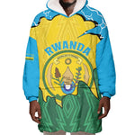 Personalized Jamhuri ya Rwanda Wearable Blanket Hoodie Coat Of Arms Imigongo Pattern