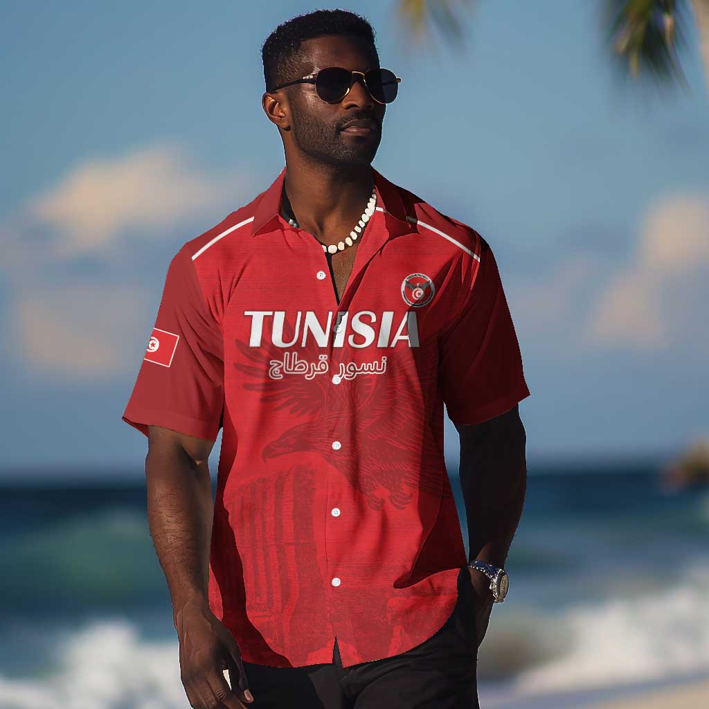 Custom Tunisia Football Hawaiian Shirt Eagles of Carthage Go Champion - Red Color - African Pride