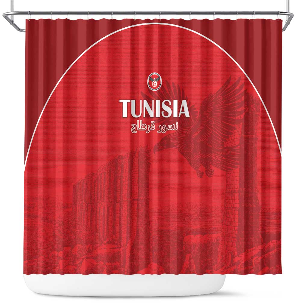 Tunisia Football Shower Curtain Eagles of Carthage Go Champion - Red Color - African Pride