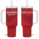 Custom Tunisia Football Tumbler With Handle Eagles of Carthage Go Champion - Red Color - African Pride