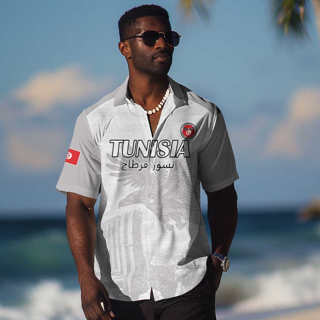 Custom Tunisia Football Hawaiian Shirt Eagles of Carthage Go Champion - White Color - African Pride