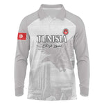 Custom Tunisia Football Long Sleeve Polo Shirt Eagles of Carthage Go Champion - White Color - African Pride