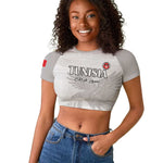 Custom Tunisia Football Raglan Cropped T shirt Eagles of Carthage Go Champion - White Color - African Pride