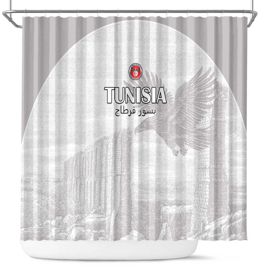 Tunisia Football Shower Curtain Eagles of Carthage Go Champion - White Color - African Pride