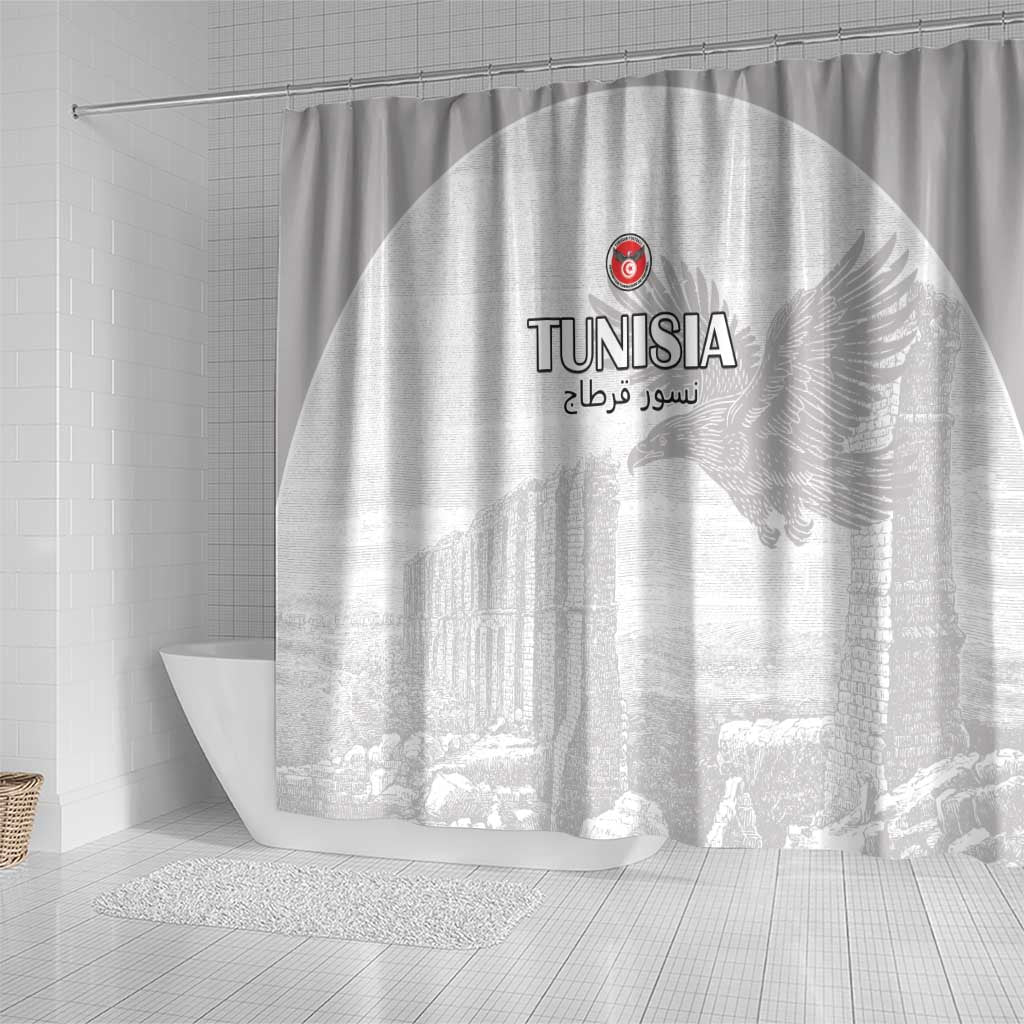 Tunisia Football Shower Curtain Eagles of Carthage Go Champion - White Color - African Pride
