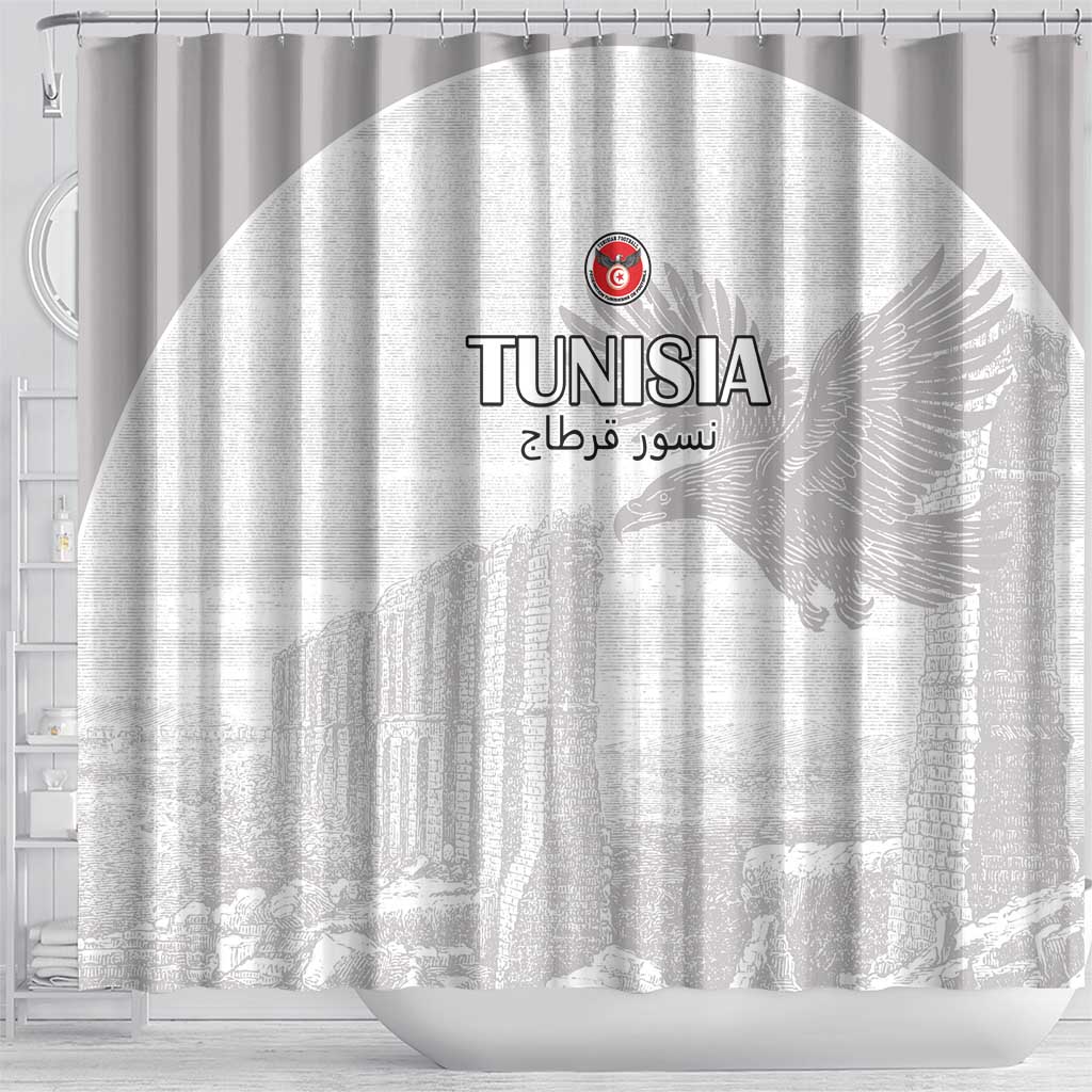 Tunisia Football Shower Curtain Eagles of Carthage Go Champion - White Color - African Pride