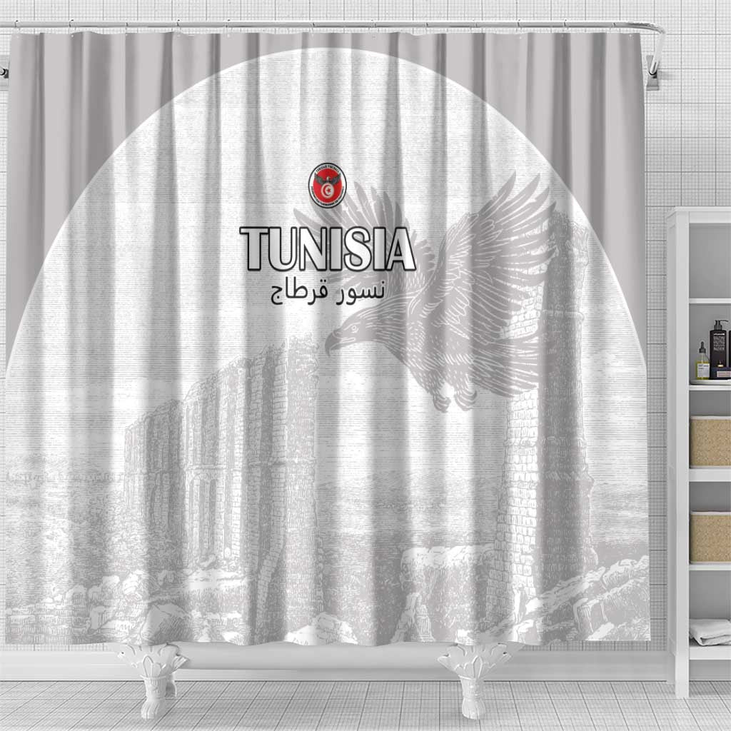 Tunisia Football Shower Curtain Eagles of Carthage Go Champion - White Color - African Pride