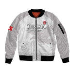 Custom Tunisia Football Sleeve Zip Bomber Jacket Eagles of Carthage Go Champion - White Color - African Pride