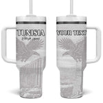 Custom Tunisia Football Tumbler With Handle Eagles of Carthage Go Champion - White Color - African Pride
