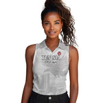 Custom Tunisia Football Women Sleeveless Polo Shirt Eagles of Carthage Go Champion - White Color - African Pride