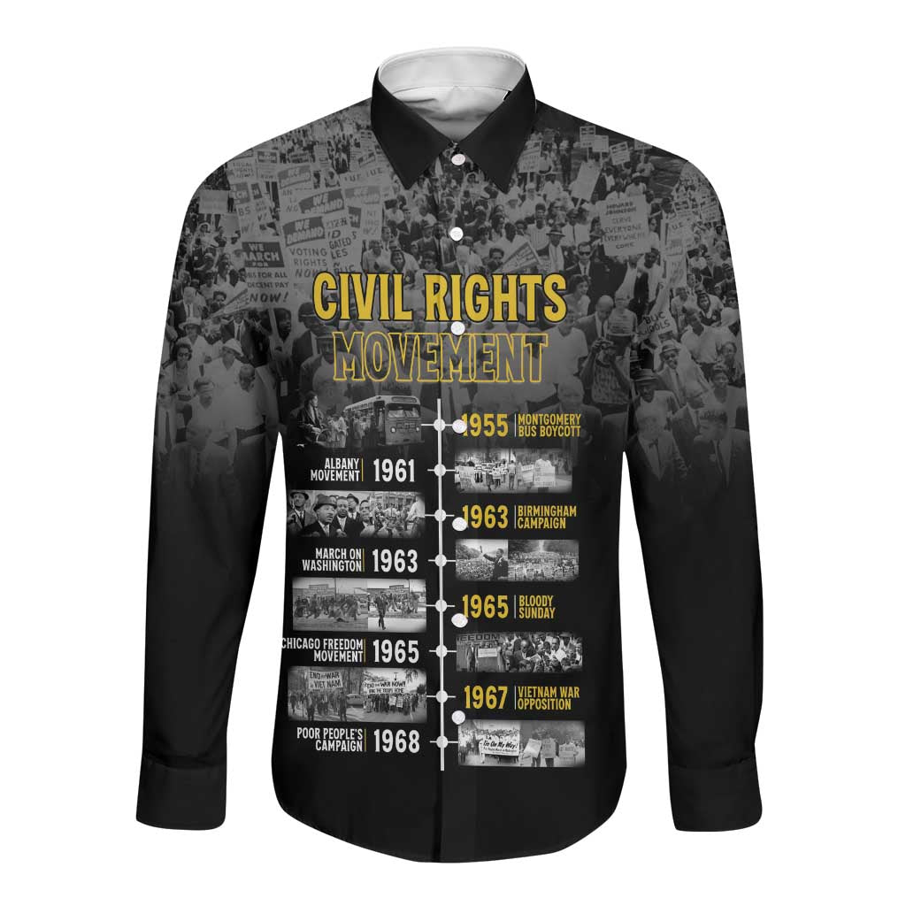 African-American History Month Long Sleeve Button Shirt Civil Rights Movement