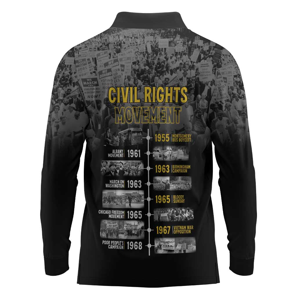 African-American History Month Long Sleeve Polo Shirt Civil Rights Movement