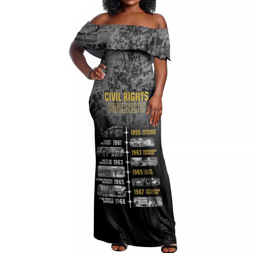 African-American History Month Off Shoulder Maxi Dress Civil Rights Movement