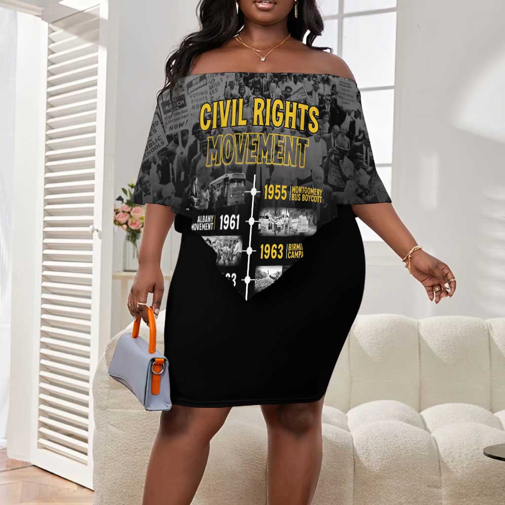 African-American History Month Off Shoulder Short Dress Civil Rights Movement