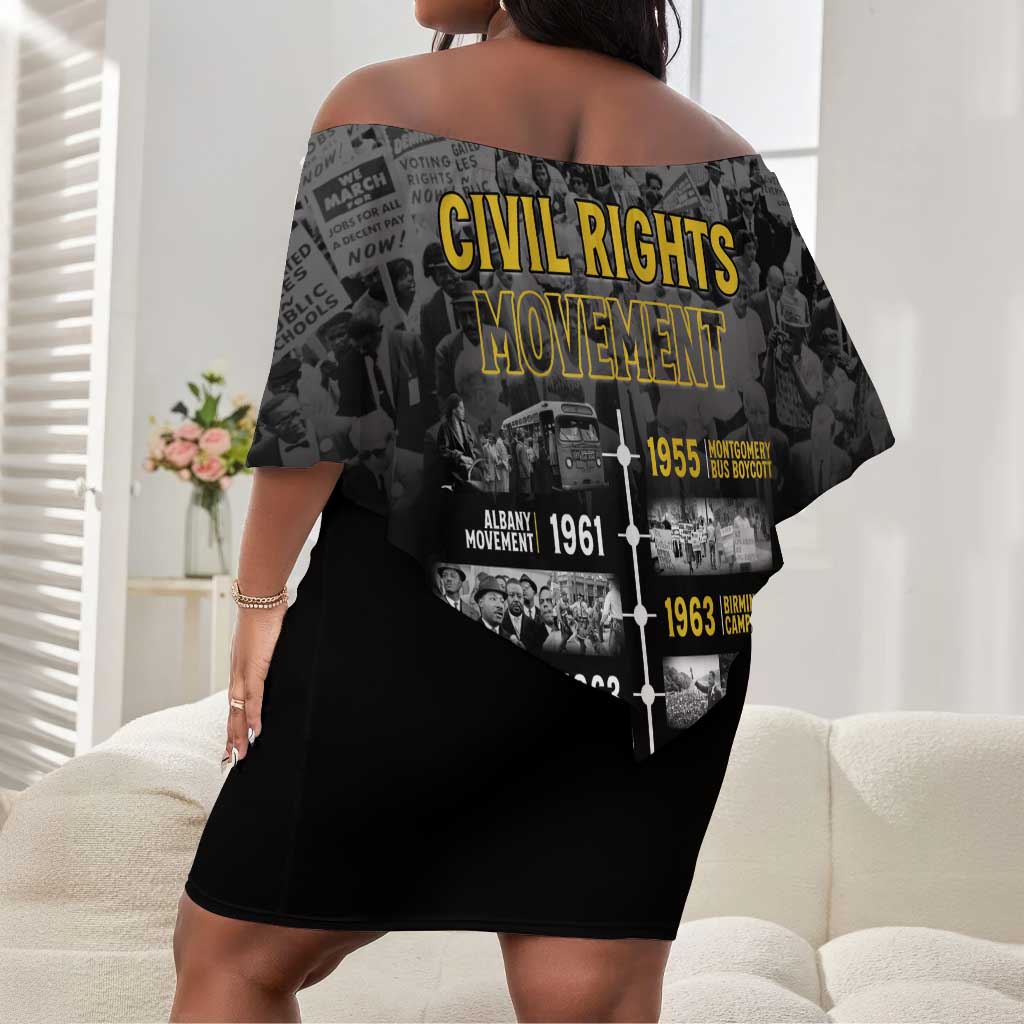 African-American History Month Off Shoulder Short Dress Civil Rights Movement
