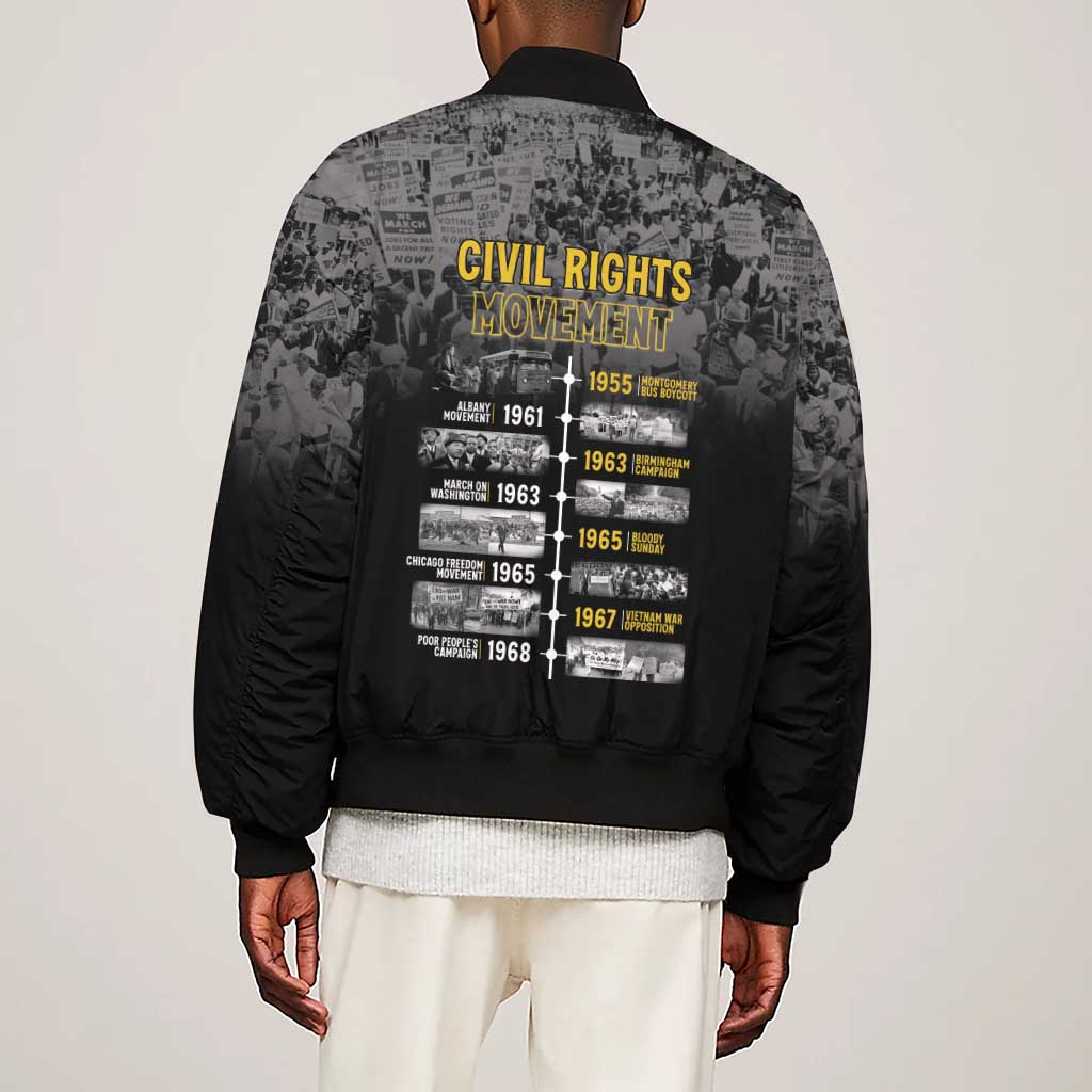 African-American History Month Sleeve Zip Bomber Jacket Civil Rights Movement