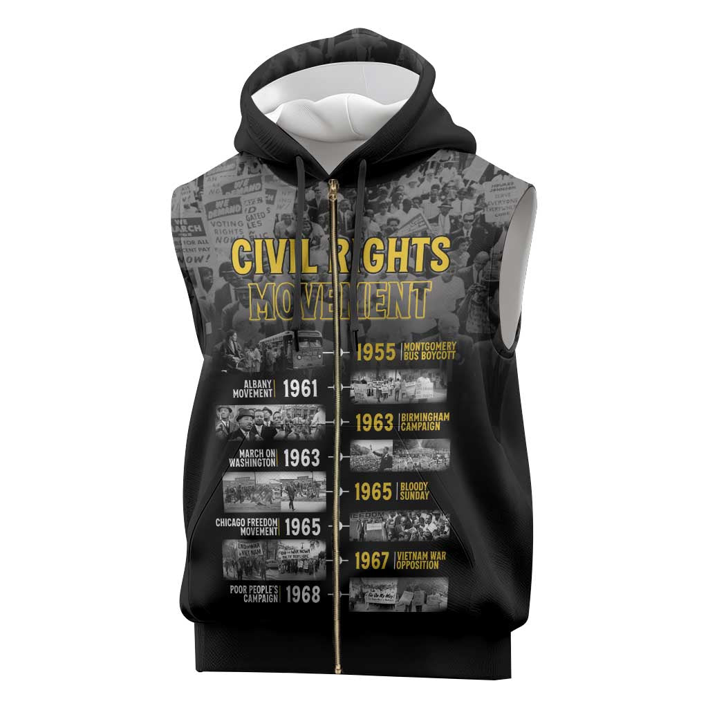 African-American History Month Sleeveless Zip Hoodie Civil Rights Movement - African Pride