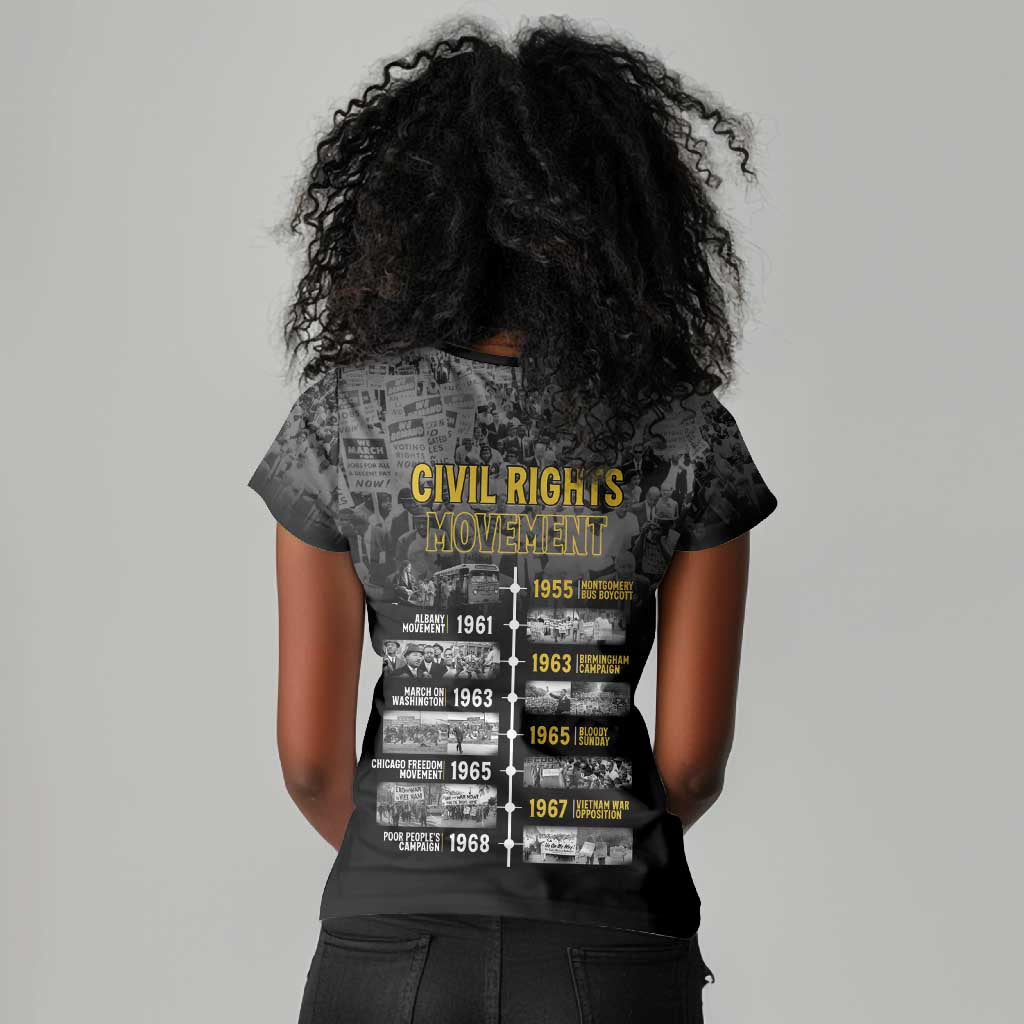 African-American History Month Women V-Neck T-Shirt Civil Rights Movement