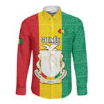 Personalised Afro Guinea Long Sleeve Button Shirt Coat Of Arms Flag Style