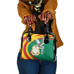 Guinea Shoulder Handbag Coat Of Arms With Pigeon - Kente Pattern