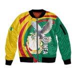 Guinea Sleeve Zip Bomber Jacket Coat Of Arms With Pigeon - Kente Pattern