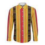 Eritrea Traditional Saho Mix Tilet Pattern Long Sleeve Button Shirt