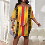 Eritrea Traditional Saho Mix Tilet Pattern Off Shoulder Short Dress