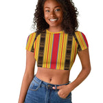 Eritrea Traditional Saho Mix Tilet Pattern Raglan Cropped T shirt