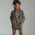 African Leopard Skin Pattern Hoodie Dress