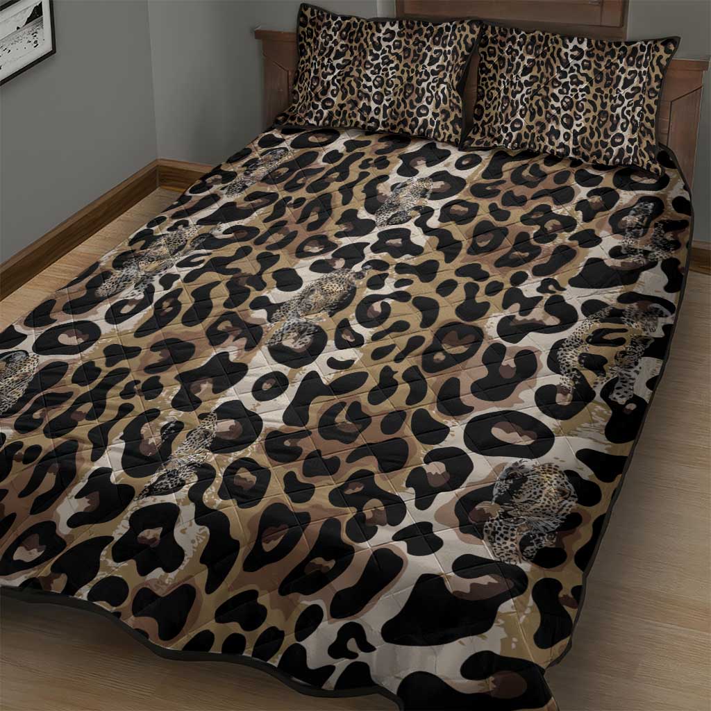 African Leopard Skin Pattern Quilt Bed Set