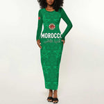 Custom Morocco Football Long Sleeve Bodycon Dress Dima Maghrib LT15