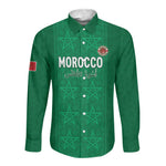 Custom Morocco Football Long Sleeve Button Shirt Dima Maghrib