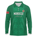 Custom Morocco Football Long Sleeve Polo Shirt Dima Maghrib
