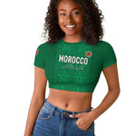 Custom Morocco Football Raglan Cropped T shirt Dima Maghrib
