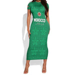 Custom Morocco Football Short Sleeve Bodycon Dress Dima Maghrib LT15